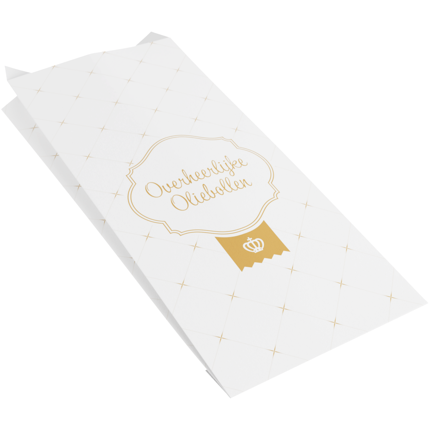 Sac à oliebollen avec imprimé « Overheerlijk » (Délicieux), taille adaptée pour 1 livre d'oliebollen – traditionnel et pratique.