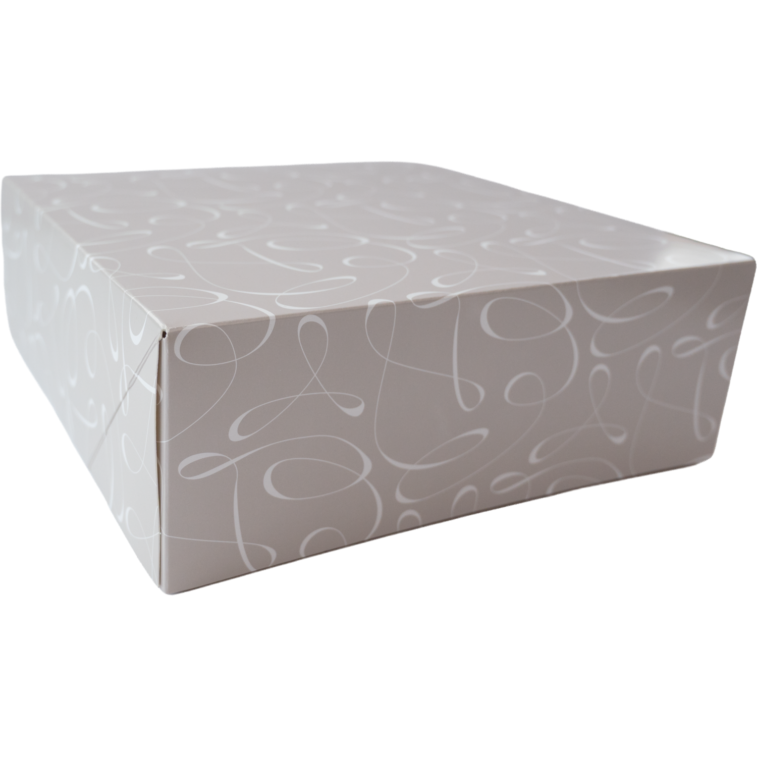 Kartonnen gebaksdoos Swirl, zonder venster, maat 25 x 25 x 9 cm