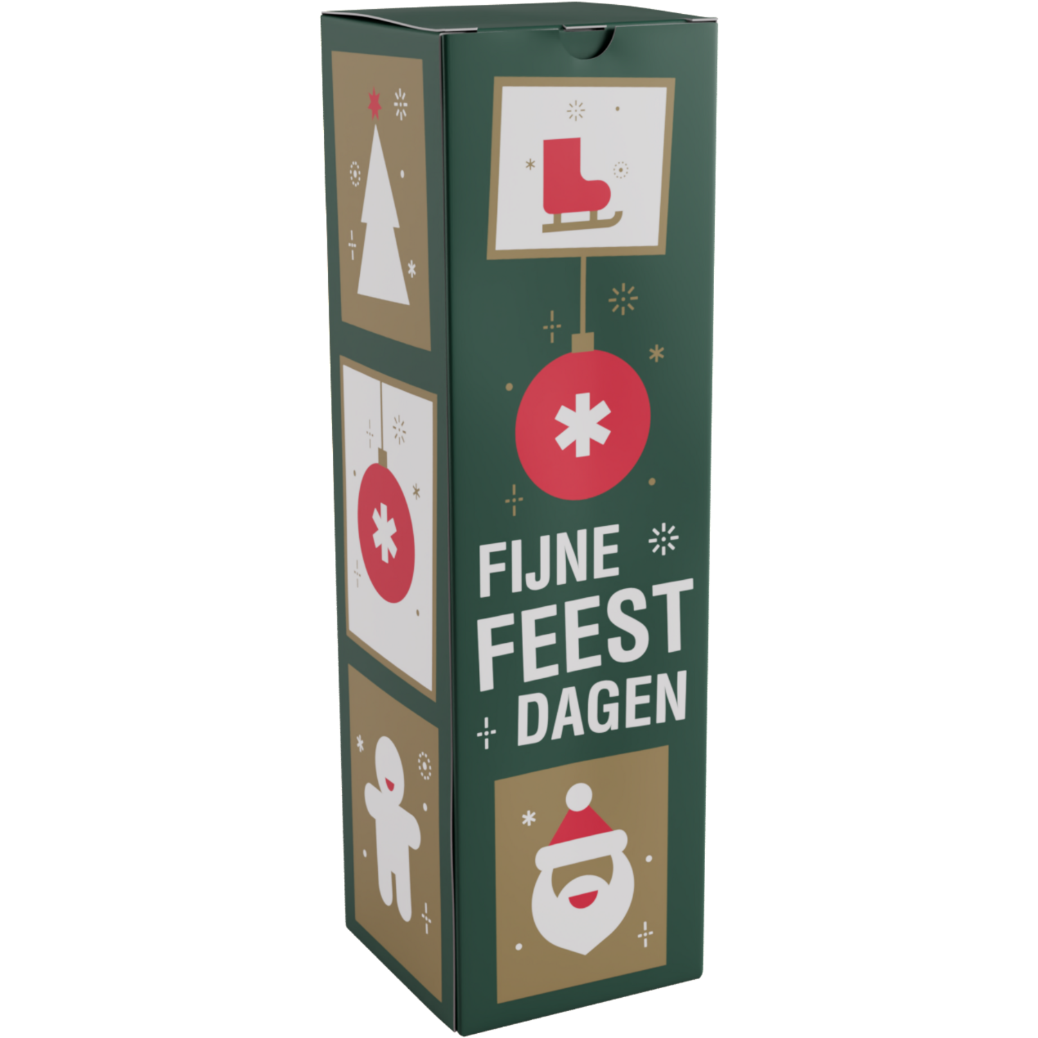 Flaschenverpackung mit stylischem Kachelmotiv, passend für 1 Flasche – ideal als Weihnachtsgeschenkverpackung.