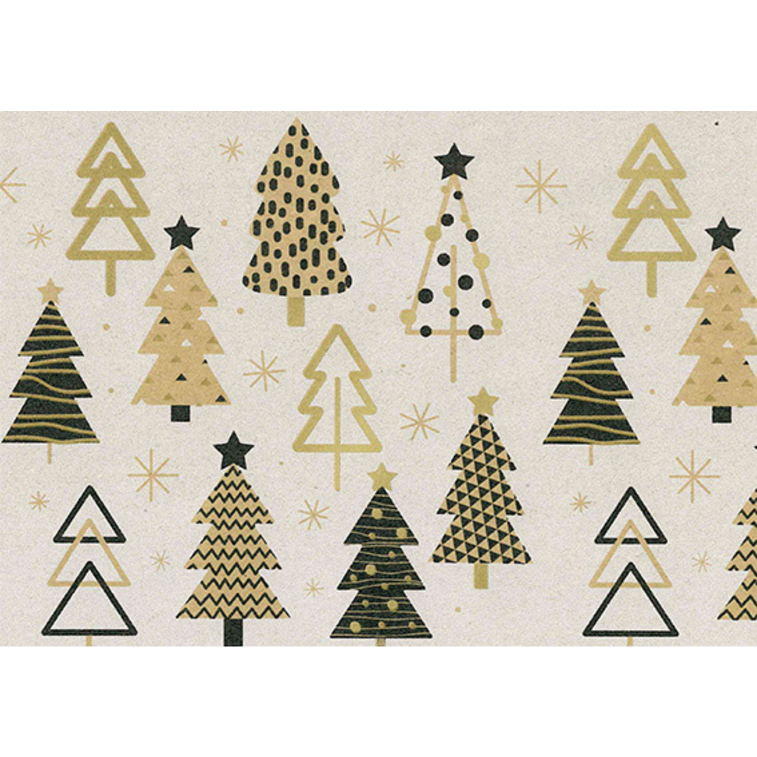 Kraftkleurig cadeaupapier met kerstboompjes, 50cm breed – natuurlijke uitstraling, 200 meter per rol.