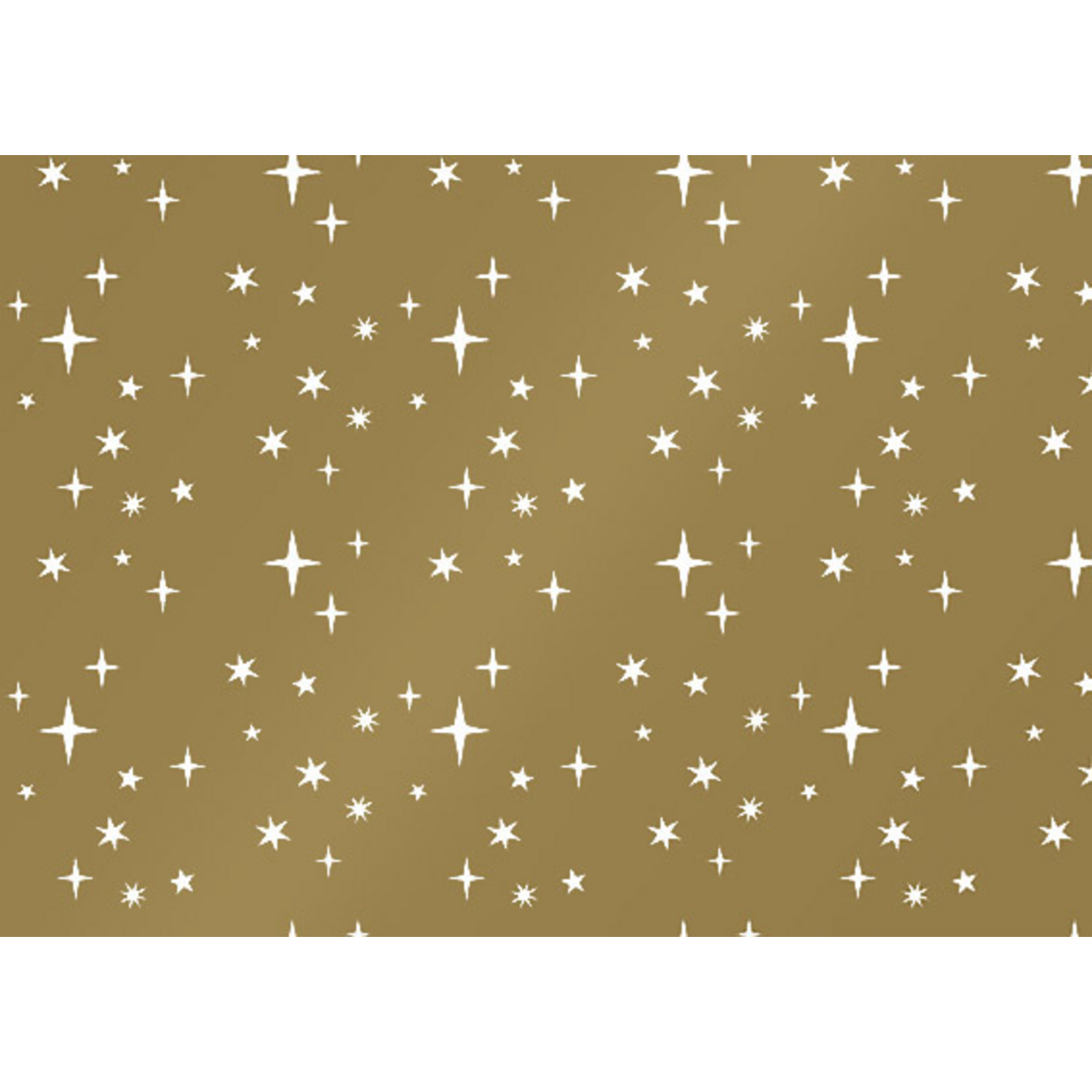 Gold-colored wrapping paper with a star design – luxurious look, 50 cm wide, 200 meters per roll.