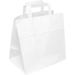 Tasche, Papier, flacher Papier-Handgriff, 26x 17x25cm, snacktasche, weiß