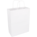Sac, Papier kraft , cordon en papier torsadé, 26x 12x34cm, sac à emporter, blanc