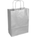 Tas, Kraftpapier, gedraaid papieren koord, 18x 8x22cm, draagtas, zilver