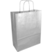 Tas, Kraftpapier, gedraaid papieren koord, 26x 12x35cm, draagtas, zilver