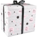 Gift-wrapping paper, 30cm, 100m, 80gr/m², Party time, wit/zwart/roze