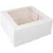  Boîte pâtissière, carton + PET, 21x21x9cm, avec fenêtre, blanc