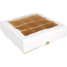 Bonbon box, cardboard + PP, 9 compartments, 105x105x30mm, white/gold
