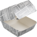 Behälter, Karton + PE, hamburgerschale, 120x120x100mm, weiß/Grau