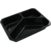 Container, CPET, 3 compartments, menu container, 227x178x43mm, black
