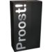  Flesdoos, Proost!, golfkarton, 2 flessen, 190x95x330mm, zwart/zilver