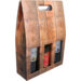 Bottle carrier cardboard, Barrel wood, 3 bottles , cardboard, 
