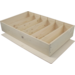 Caisse, 6 bouteilles , couvercle coulissant, 566x340x85mm, bois , naturel