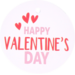 Étiquette, papier kraft , Happy Valentine’s Day, Ø5cm, roze/rood