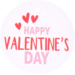 Étiquette, papier kraft , Happy Valentine’s Day, Ø5cm, rose/rouge