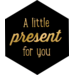 Etiket, papier, Little present for you, 50x43mm, zwart/goud