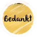Etikette, papier, Dank, permanent, ∅40mm, gold/Weiß