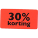 Etiket, Reclame-etiket, papier, 30% korting, permanent, 47x25mm, fluor/rood