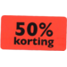 Etiket, Reclame-etiket, papier, 50% korting, permanent, 47x25mm, fluor/rood