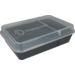 DishCircle Bowl, met lid, reusable, 2 compartment, pP, rectangular, 1250ml, 23x12cm, gray/transparant