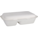 Depa Behälter, Bagasse (Zuckerrohrpulpe), 2-Fach , 1000ml, essensbox, 25x16x6cm, weiß