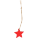 Hanger , wood , met koord, Ø3.5cm, Star, red