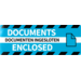 Etikette, Verzendetiket, papier, Documents enclosed, 125x46mm, blau