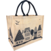Large jute shopper with house print, 43x20x34 cm – a sturdy and stylish bag for Christmas gifts.