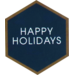Etiket, papier, Happy Holidays Hexagon, 46x40mm, blauw/wit
