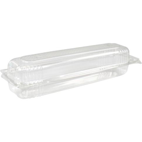 Transparante RPET baguetteverpakking voor baguettes en lange broodjes.