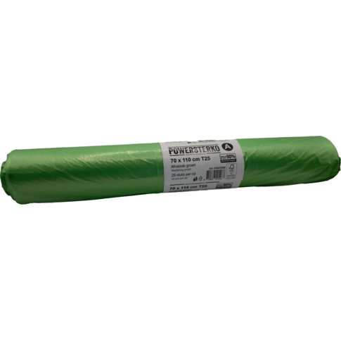 PowerSterko Afvalzak, Gerecycled LDPE, 70x110cm, T25, groen