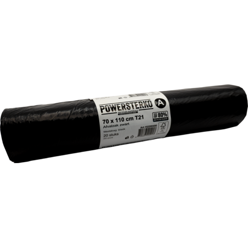 PowerSterko Sac poubelle, PEBD recyclé, 70x110cm, T21, noir