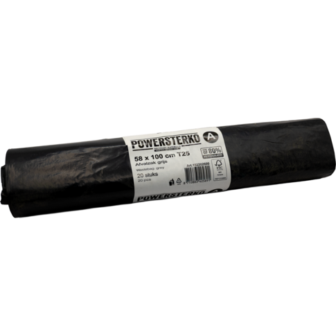 PowerSterko Sac poubelle, PEBD recyclé, T25, gris