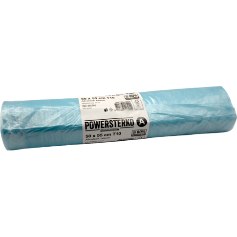 PowerSterko Sac poubelle, PEBD recyclé, 50x55cm, T10, bleu