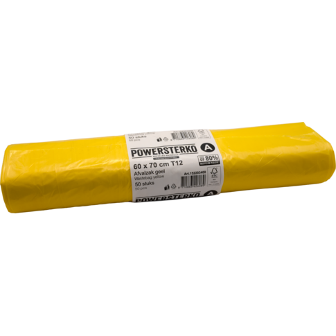 PowerSterko Sac poubelle, PEBD recyclé, 60x70cm, T12, jaune