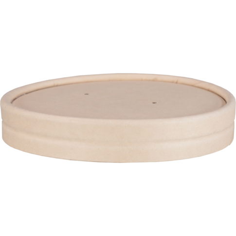 Lid, cardboard soup cup, Bamboo paper + PE, round, Ø90mm, natural