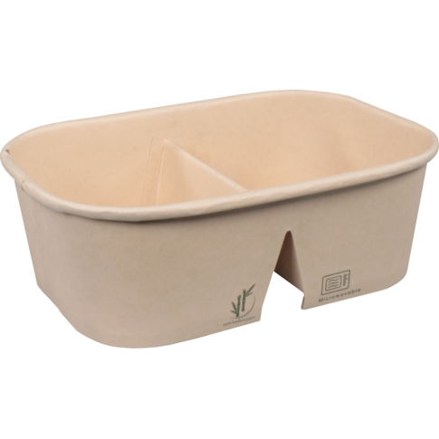 Depa Behälter, Bambuspapier + PP, 2-Fach , 700ml, kiloschale, 171x118x57mm, braun