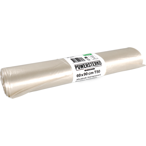 PowerSterko Abfallbeutel, Recyceltes LDPE, 60x90cm, T50, transparent