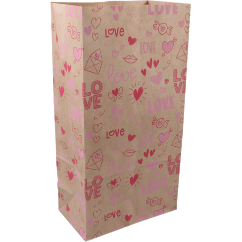 Zak, Blokbodemzak, Kraftpapier, 160/ 90x310mm, Love Notes, 