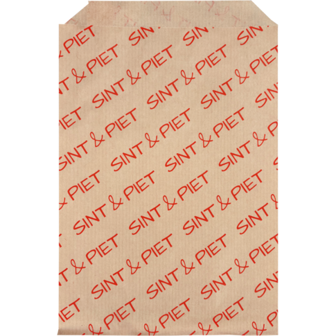 Fourniturenzakje met Sint & Piet design, 15×22 cm, decoratief zakje voor het verpakken van kleine Sinterklaascadeaus.