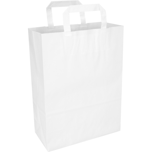 Tas, Papier, platte handgreep, 26x 12x35cm, draagtas, wit