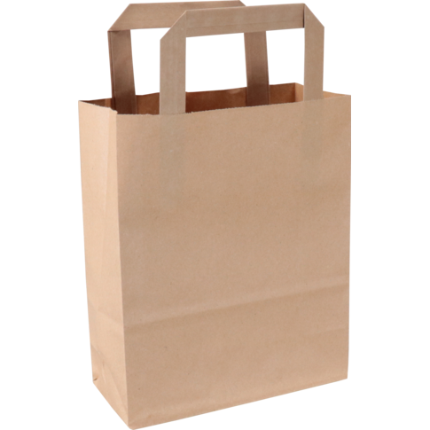 Papieren draagtas, FSC, 18/8x22cm, 70 gr/m2, platte handgreep 