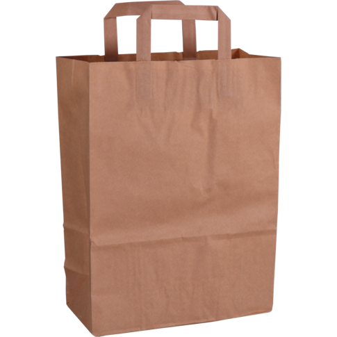 Tas, Papier, platte handgreep, 26x 12x35cm, draagtas, bruin