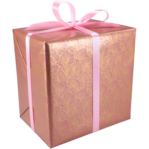 Cadeaupapier, 50cm, 200m, 80gr/m², Leafs, roze/goud