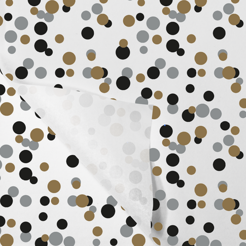 Zijdevloei, 50x70cm, 20gr/m², Confetti, papier, zilver/goud/zwart