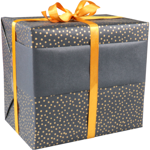 Cadeaupapier, 50cm, 200m, 65gr/m², Dots, zwart/goud