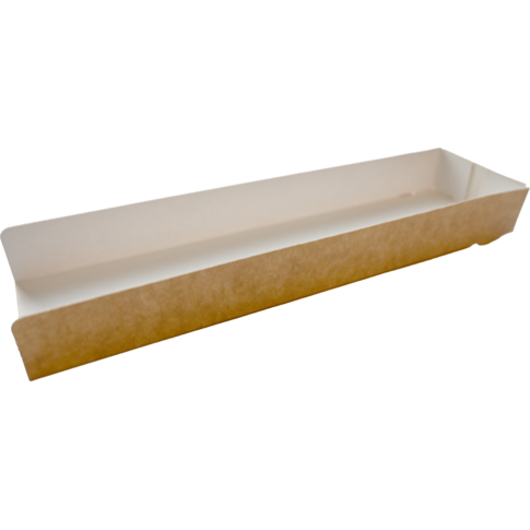 Schuifkarton, baguette, 27x7x3cm, karton, bruin/wit