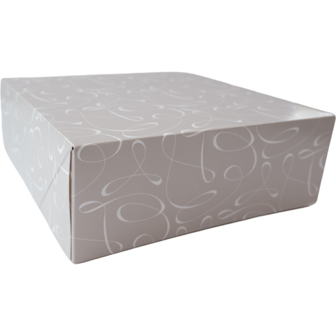 Kartonnen gebaksdoos Swirl, zonder venster, maat 25 x 25 x 9 cm