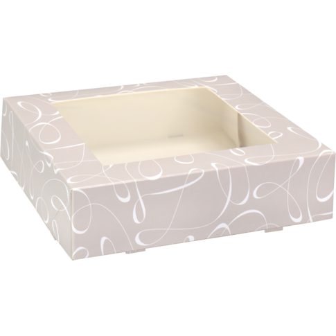  Gebaksdoos, Swirl, karton + PET, 19x19x5cm, met venster, 