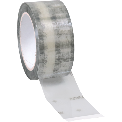  Dozensluittape, hotmelt, Gerecycled PET, 50mm, 100m, transparant